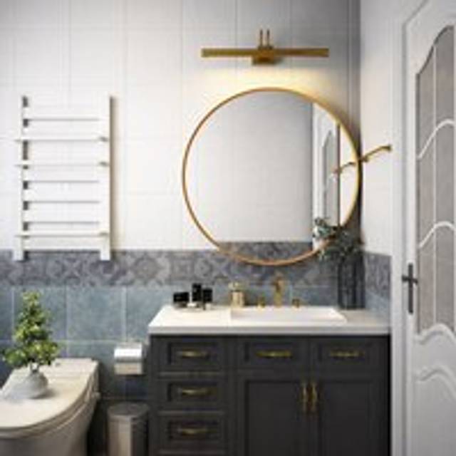 Round Bathroom Mirror Large Circle Mirror Wall Vanity Mirror Hanging Makeup Mirror Decoration for Bathroom Bedroom Living Room - 400mm Gold Framed
