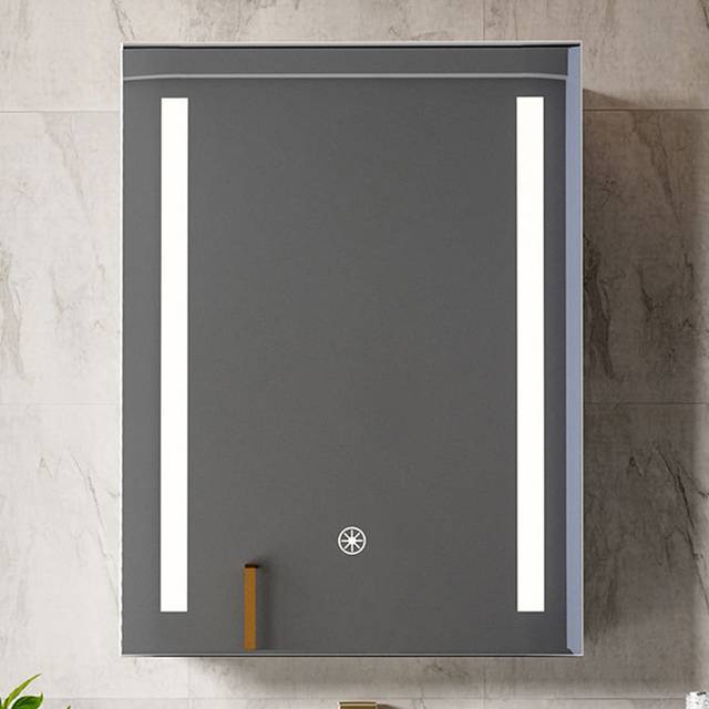 H&O Direct 2 Shelf Wall Mounted Bathroom LED Mirror Cabinet 50cm - White - 70 x 50 x 14.5cm