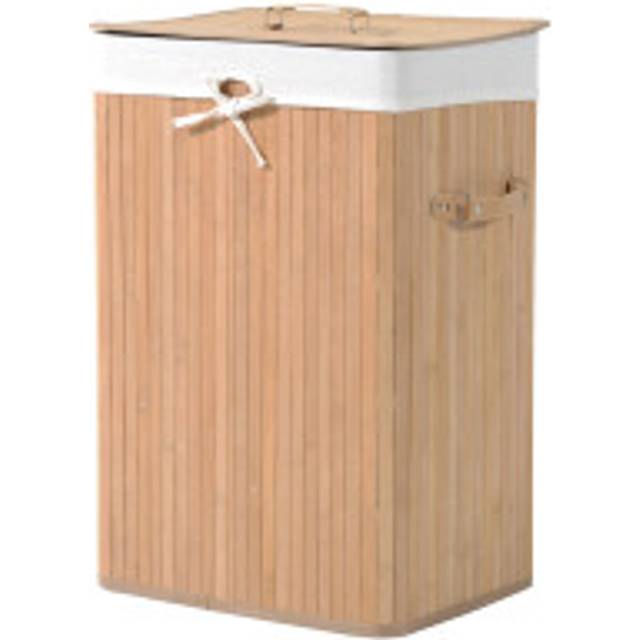 Fällbar Tvättkorg 72L Bambu Canvaspåse