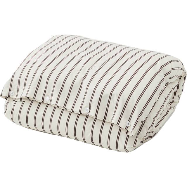 Tekla - Percale stripes duvet cover single 150x210cm hopper stripes - Påslakan - Brun,Vit