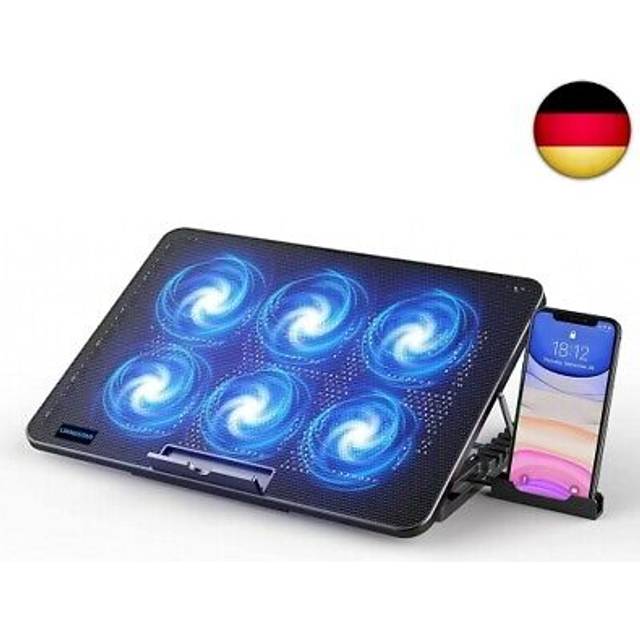 LIANGSTAR Laptop Cooling Pad, Laptop Cooler with 6 Quiet Fans at 2100RPM, Laptop Stand with Phone Holder, 7 Heights Adjustable & USB Powered, suitable