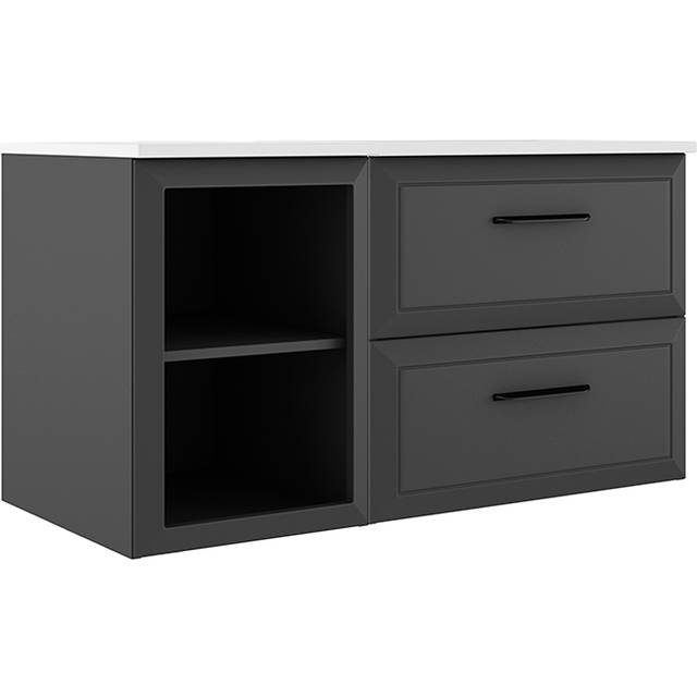 Tvättställsskåp Tandem Mörkgrå Matt 40+60 cm med Handfat Vit Blank
