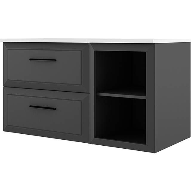 Tvättställsskåp Tandem Mörkgrå Matt 60+40 cm med Handfat Vit Blank