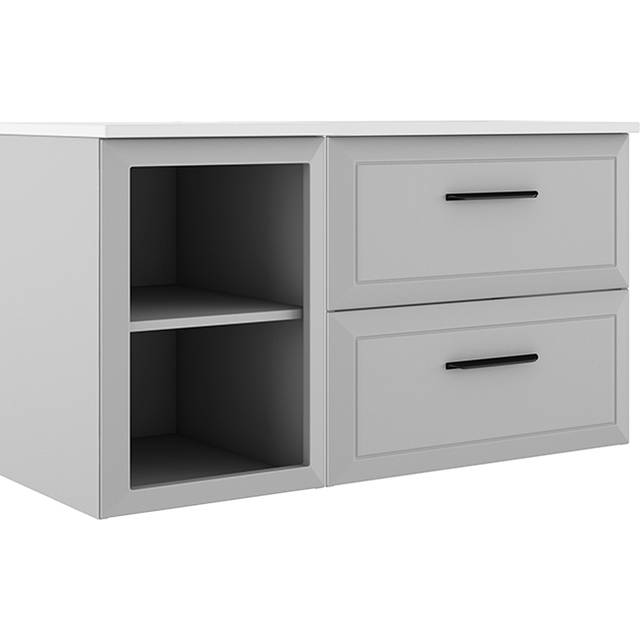 Tvättställsskåp Tandem Ljusgrå Matt 40+60 cm med Handfat Vit Blank