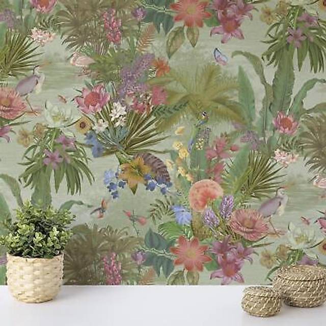 Floral Hall Green Wallpaper - Green