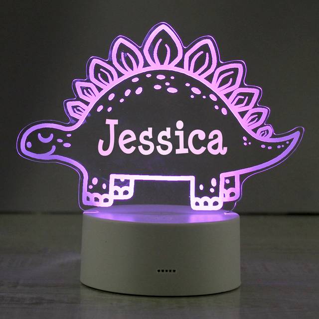 Personalised Memento Colour Changing LED Personalised Dinosaur Night Light - White - 1.6 x 1.4 x 0.9cm