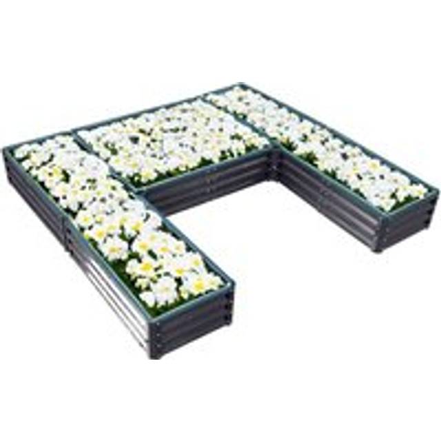 Living And Home U-Shaped Outdoor Raised Garden Bed With 5 Compartments In Black - One Size