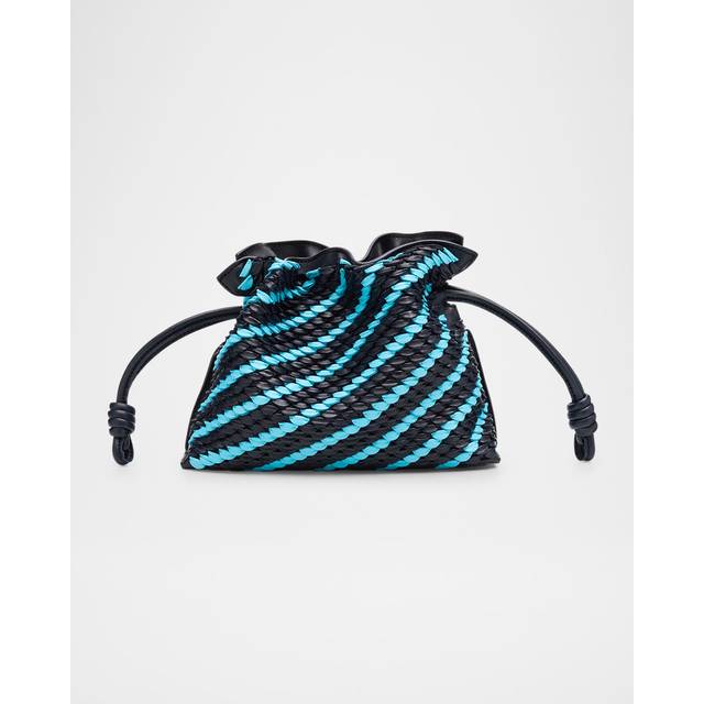 Loewe Flamenco Mini striped leather clutch - blue (One Size)