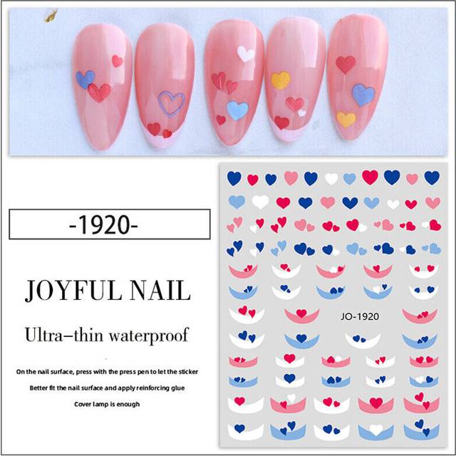 Nail Art Stickers Decals Transfers Valentines Day Black Gradient Love Hearts DIY