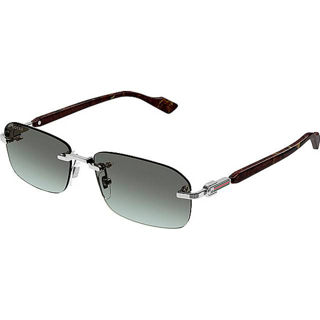 Gucci Man GG1221S 008 Solglasögon Metall Silver Brun Fyrkantig
