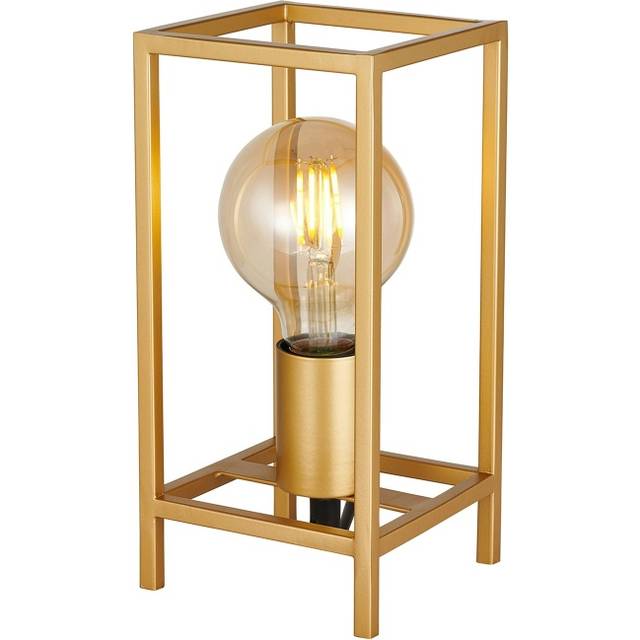 Vintage and Industrial Style Table Lamp with Rectangular Cage Design - Gold - One Size