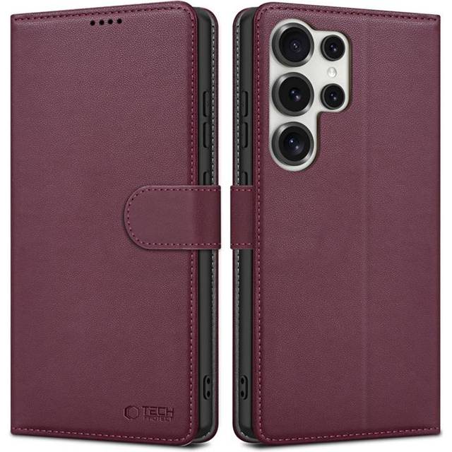 Samsung Galaxy S25 Ultra Tech-Protect plånboksfodral med magnet och stativ - Mullbär