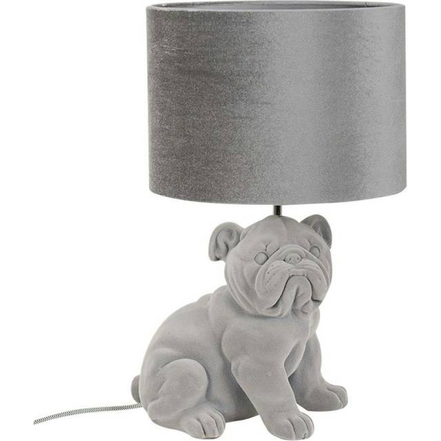 Billy Grey Velvet Bulldog Table Lamp - One Size