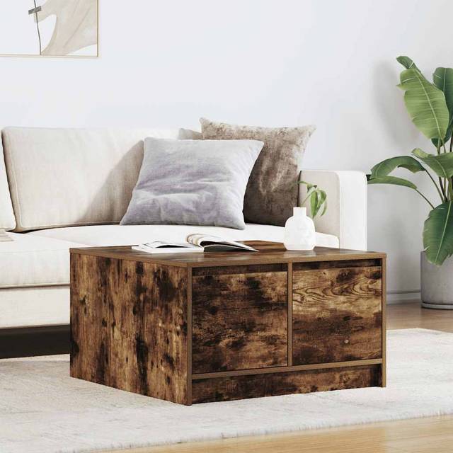 (smoked oak, 70.5 x 70 x 40 cm) vidaXL Coffee Table with Drawers Black Oak 100x100x40 cm centre table