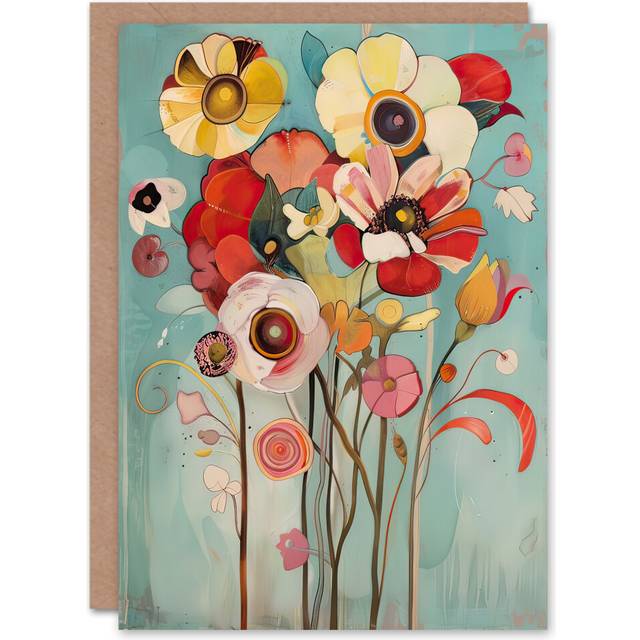 Greeting Card Soft Abstract Wildflower Bouquet Painting Blank Birthday
