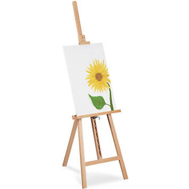 Relaxdays - Easel, Adjustable, Large Stand, for Children & Adults, Beech Wood, max. Height 128 cm, Artist, Decor, Natural