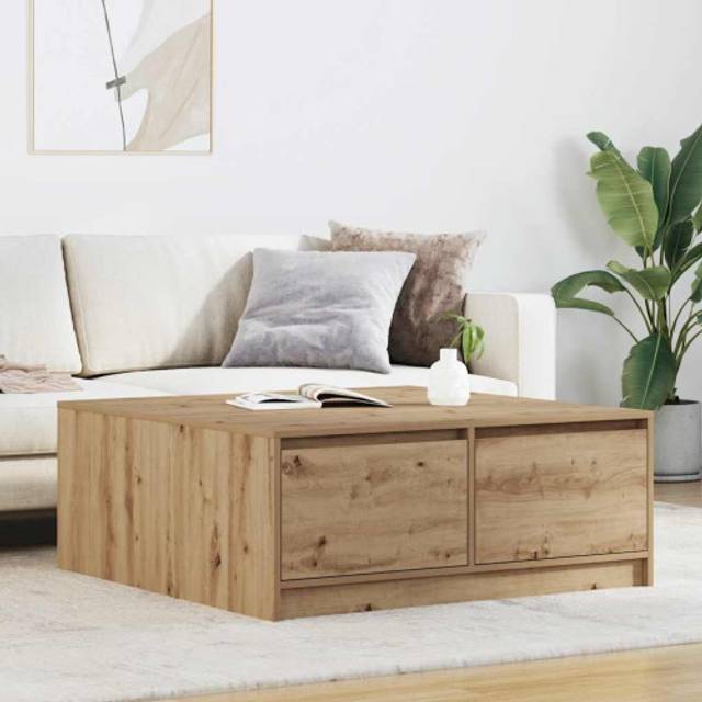 vidaXL Coffee Table with Drawers Artisan Oak 100x100x40 cm - Brown