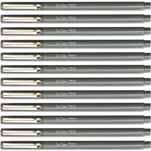 Uchida Lepen Permanent Marker - Dark Gray Ink - 1 Box
