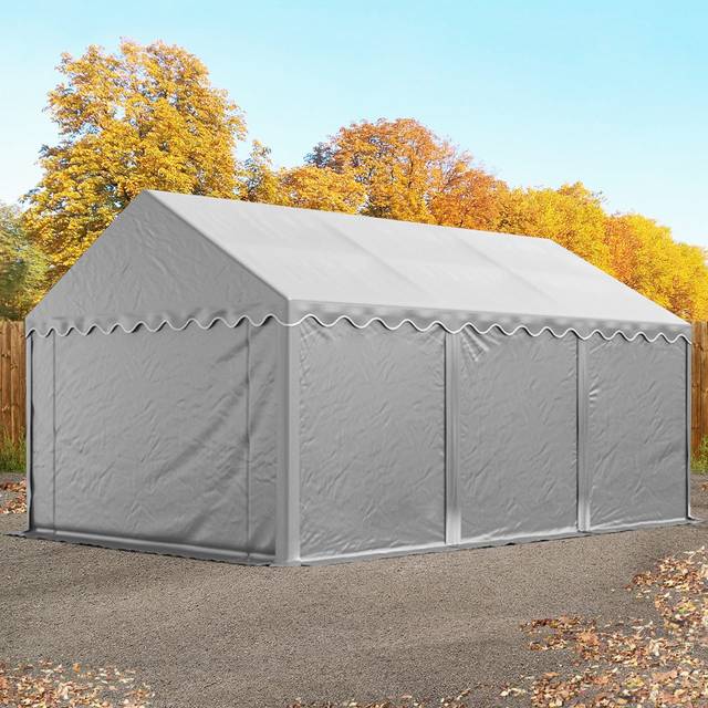 Lagertält 4x6 m, med bottenram, PVC 800 grå - (8910)