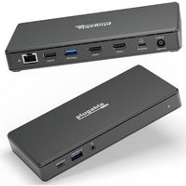 Plugable Technologies USB C Docking Station Dual Monitor 2 HDMI Ports Power Delivery Dock Dual 4K Monitor for Windows ChromeOS 1x USB-C 3x USB Ethernet and Audio - Driverless (UD-MSTH2)