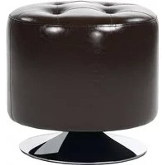 Homcom Swivel Foot Stool Pu Footstool With Thick Padding Brown - One Size