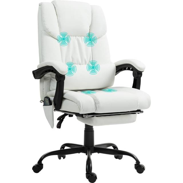 Vinsetto PU Massage Office Chair Height Adjustable Computer Chair White | TJ Hughes