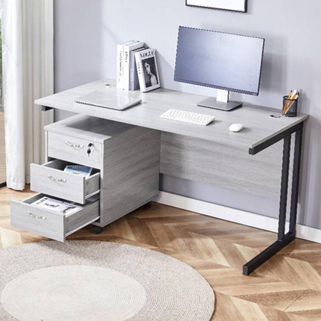 Kosy Koala Grey Office Desk with Matching Drawer Unit Modern Wooden Furniture Set (MCELODK140+DRAW), Multi