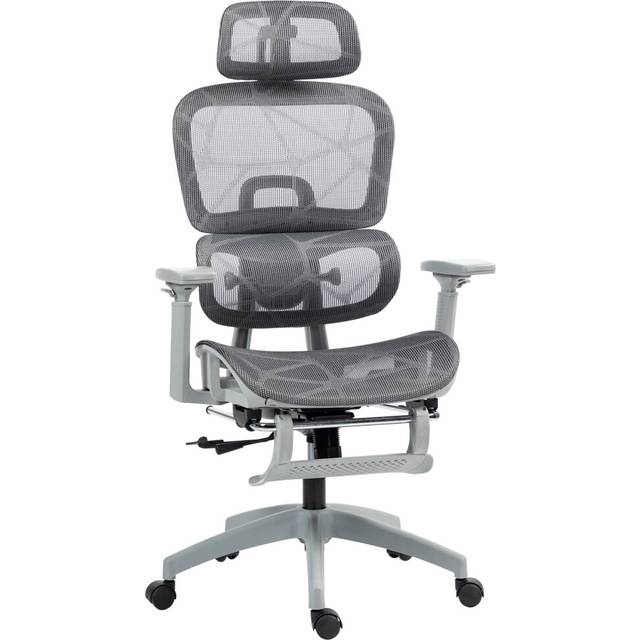 HOMCOM Ergonomic Office Chair Swivel Computer Chair w/ 3D Armrest Grey, Grey