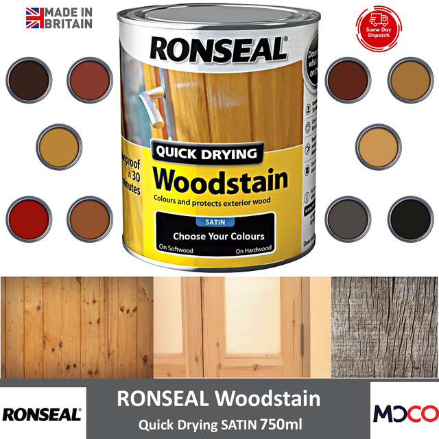 Ronseal - Quick Drying Woodstain Satin 750ml - Dark Oak