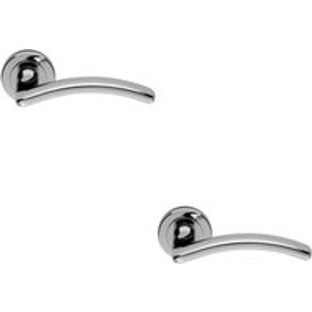 PAIR Oval Shape Arched Bar Lever on Round Rose Concealed Fix Polished Chrome
