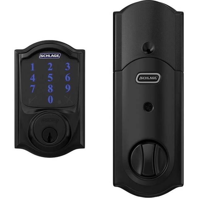 Schlage Connect Camelot Touchscreen Deadbolt with BuiltIn Alarm  Matte Black  BE469 CAM 622  Works with Alexa via SmartThings
