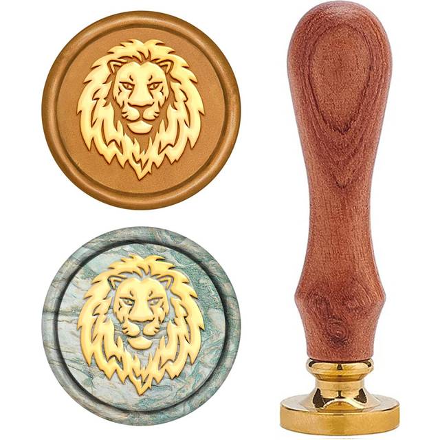 CRASPIRE Lion Wax Seal Stamp Animal Vintage Sealing Wax Stamps Retro 25mm Removable Brass Stamp Head with Wood Handle for Wedding Invitation