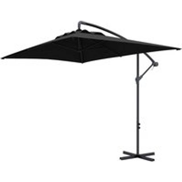 Outsunny 3x2m Cantilever Parasol With Cross Base, Banana Parasol With Crank Handle And 6 Ribs, Rectangular Hanging Patio Umbrella