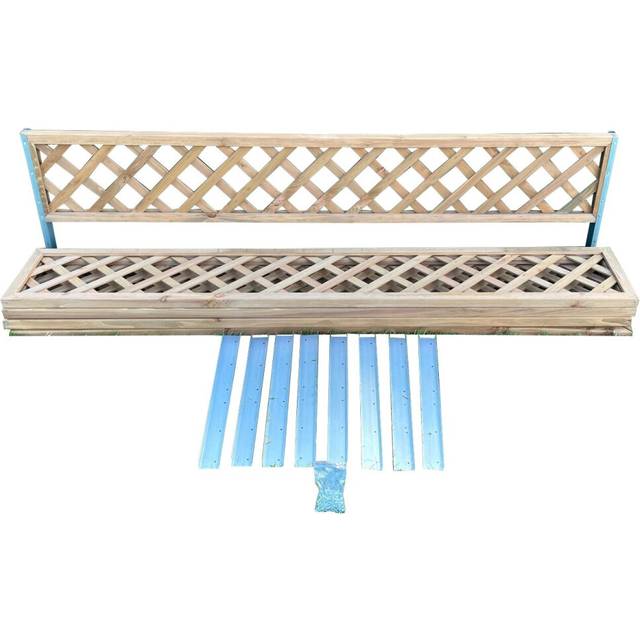 Set of 5 Wooden Framed Square Trellis Panels Fence Toppers (180cm x 30cm) with Brackets