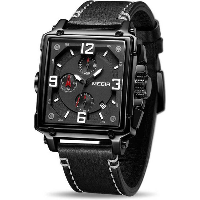 MEGIR Creative Men Watch Top Brand Luxury Chronograph Quartz Watches Clock Men Leather Sport Army Military Wrist Watches Saat
