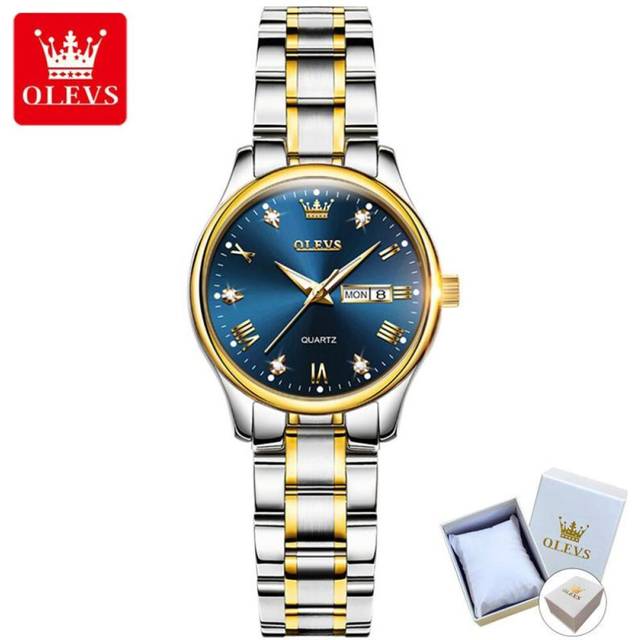 OLEVS 5563 With Gift Box Watch Quartz Watch Trend Diamond Fashion Waterproof Luminous Ladies Watch Women blue