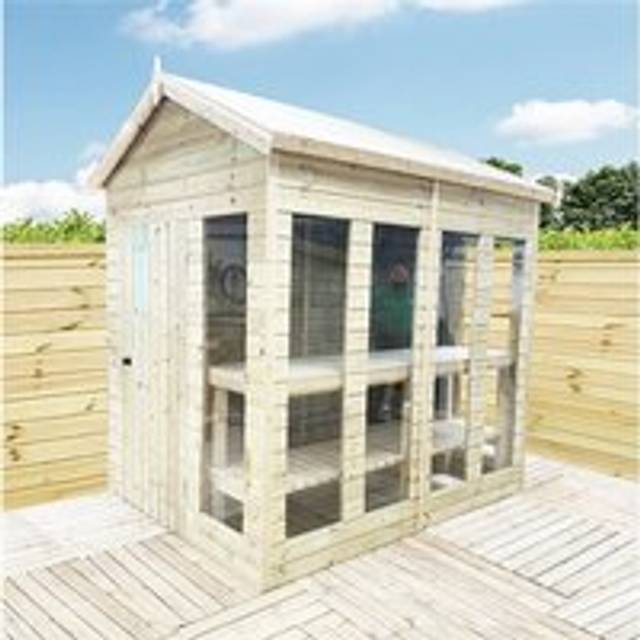 10 x 5 Pressure Treated Apex Potting Shed and Bench - Natural - One Size