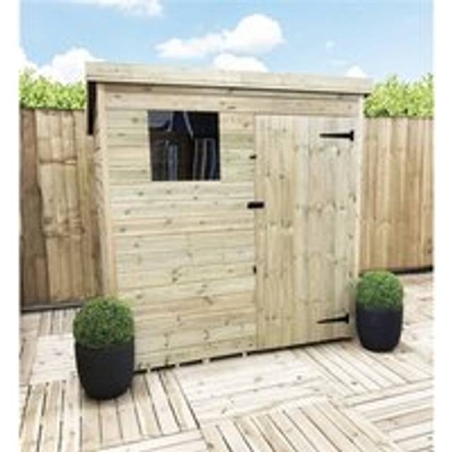 6 x 6 Pressure Treated Pent Garden Shed with Single Door - Natural - One Size