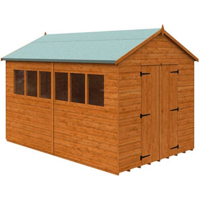 12 x 8 Feet Xl Workshop 12mm Shed - Solid Wood/Softwood/Pine - L355 x W235 x H254.5 cm - Burnt Orange