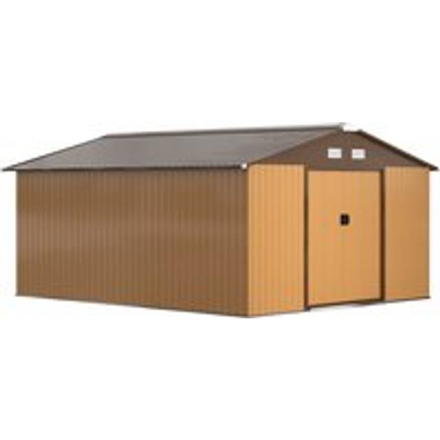 Galvanised 13 x 11' Sliding Double Door Apex Garden Shed With Ventilation Steel Light Brown by Steadfast