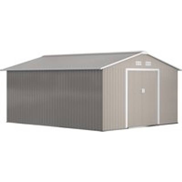 Galvanised 13 x 11' Sliding Double Door Apex Garden Shed With Ventilation Steel Light Grey by Steadfast