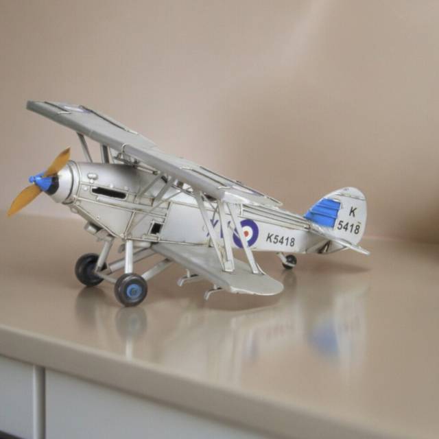 5 Blue and Gray Metal Hand Painted Model Airplane