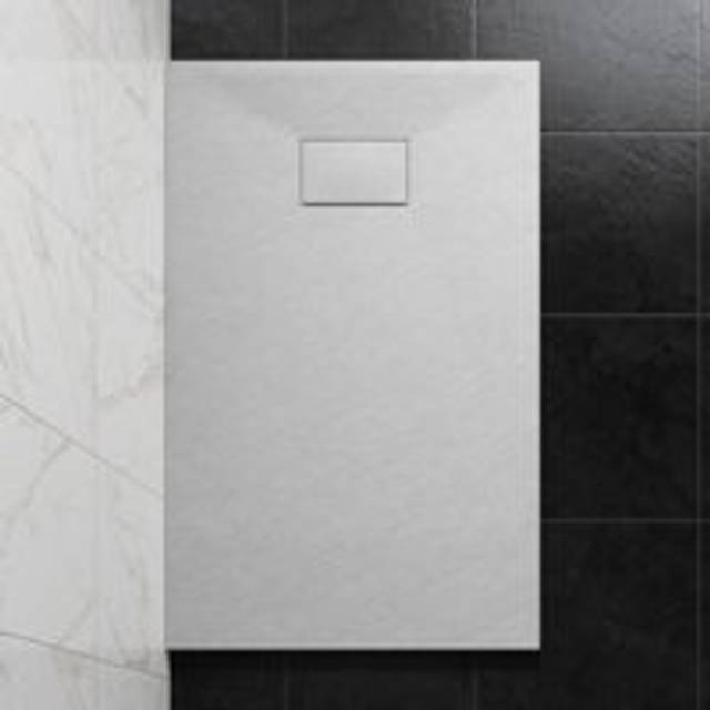 NRG - 1200 x 700mm smc White Rectangle Slate Effect Bathroom Shower Tray