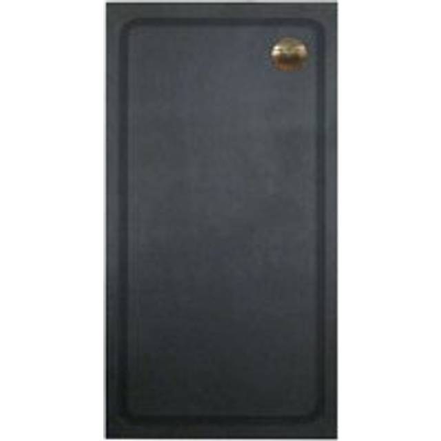 Gravahaus - Aquadart Luxury Black Slate Effect Shower Tray - Brushed Brass Waste - Rectangular - 1200 x 800mm