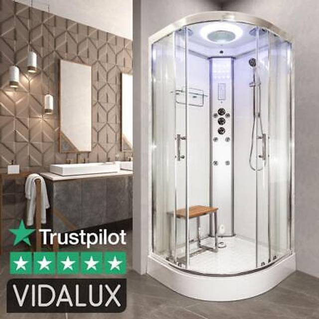 Steam shower ss 900 x 900 white cabin enclosure no leaks no silicone on show