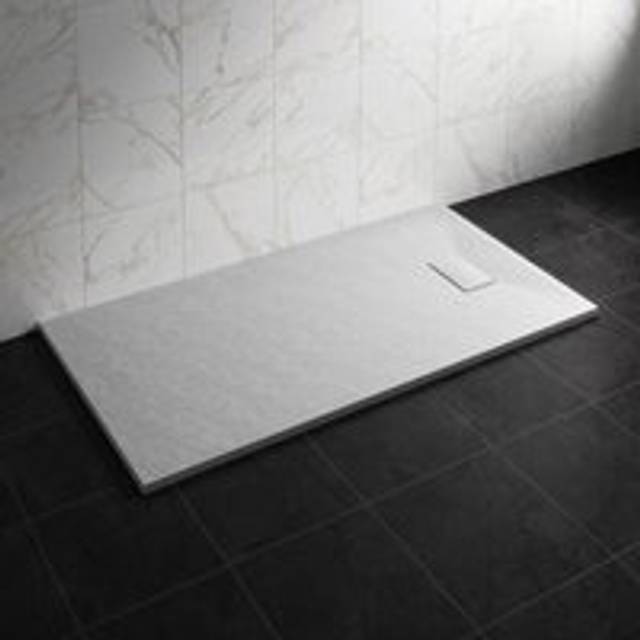 1600 x 800mm smc White Rectangle Slate Effect Bathroom Shower Tray - NRG