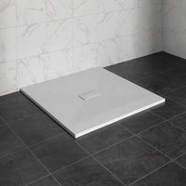 NRG - 1000 x 1000mm smc White Square Slate Effect Bathroom Shower Tray