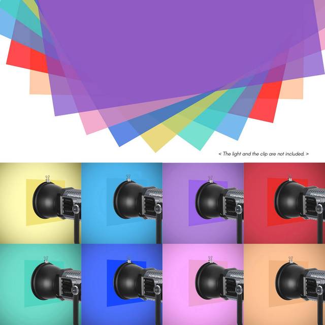 Andoer 11 Colors/set Transparent Gel Lighting Filter 30 * 30cm/ 12 * 12in Coloured Overlays Tinted 8 pcs multicolour