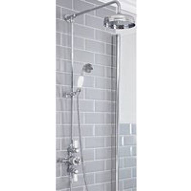 Elizabeth - Traditional Grand Rigid Riser with 2 Outlet Exposed Triple Thermostatic Mixer Shower Valve&44 Round Rainfall Shower Head and Hand Shower