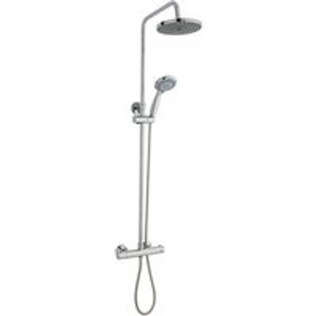 Chrome Shower with Overhead Drencher and Hung Sliding Handset - Silver - One Size